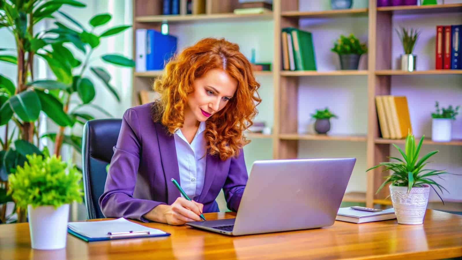 Mujer completando Matriz de Eisenhower